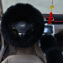 Load image into Gallery viewer, Three-piece Fluffy Steering Wheel Cover Set
