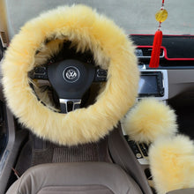 Load image into Gallery viewer, Three-piece Fluffy Steering Wheel Cover Set
