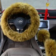 Load image into Gallery viewer, Three-piece Fluffy Steering Wheel Cover Set

