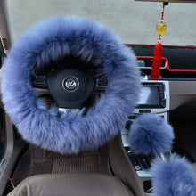 Load image into Gallery viewer, Three-piece Fluffy Steering Wheel Cover Set
