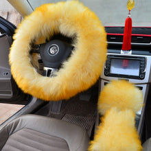 Load image into Gallery viewer, Three-piece Fluffy Steering Wheel Cover Set
