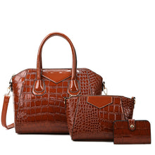 Load image into Gallery viewer, Three-Piece Crocodile Designed Handbag
