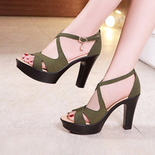 Load image into Gallery viewer, Suede Block Heel Platform  Sandals
