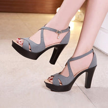 Load image into Gallery viewer, Suede Block Heel Platform  Sandals
