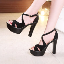 Load image into Gallery viewer, Suede Block Heel Platform  Sandals

