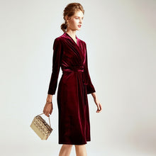 Load image into Gallery viewer, V-Neck Velour Wrap Dress
