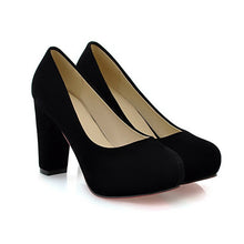 Load image into Gallery viewer, Suede  Square Heeled Platform Shoes
