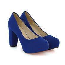 Load image into Gallery viewer, Suede  Square Heeled Platform Shoes
