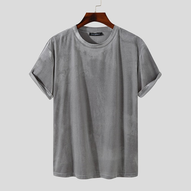 Velour Round Neck Short Sleeve Tee